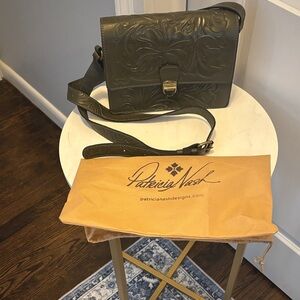 Patricia Nash Dark Green Embossed Leather Crossbody